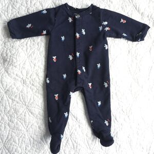 Jacadi Unisex Mid Weight Cotton Footed Sleeper Newborn -1month Mouse Print